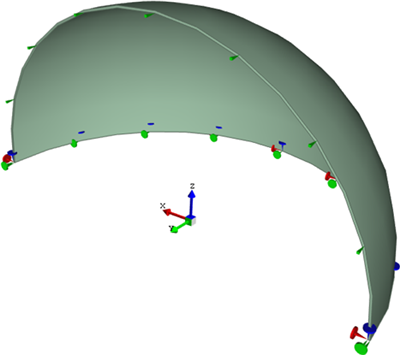 Natural Vibrations of a Spherical Dome, the finite element model with restraints