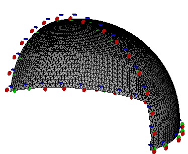 Natural Vibrations of a Spherical Dome, the finite element model with restraints