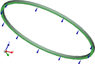Bending Vibrations of a Circular Ring, the finite element model with restraints